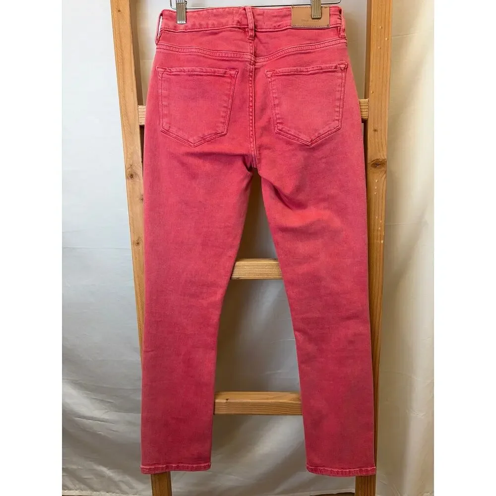 NWT Dear John Blaire Straight Leg Denim Jeans - Coral #0345 SZ 25